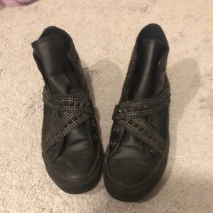 Leather Punk Strap Converse High Top